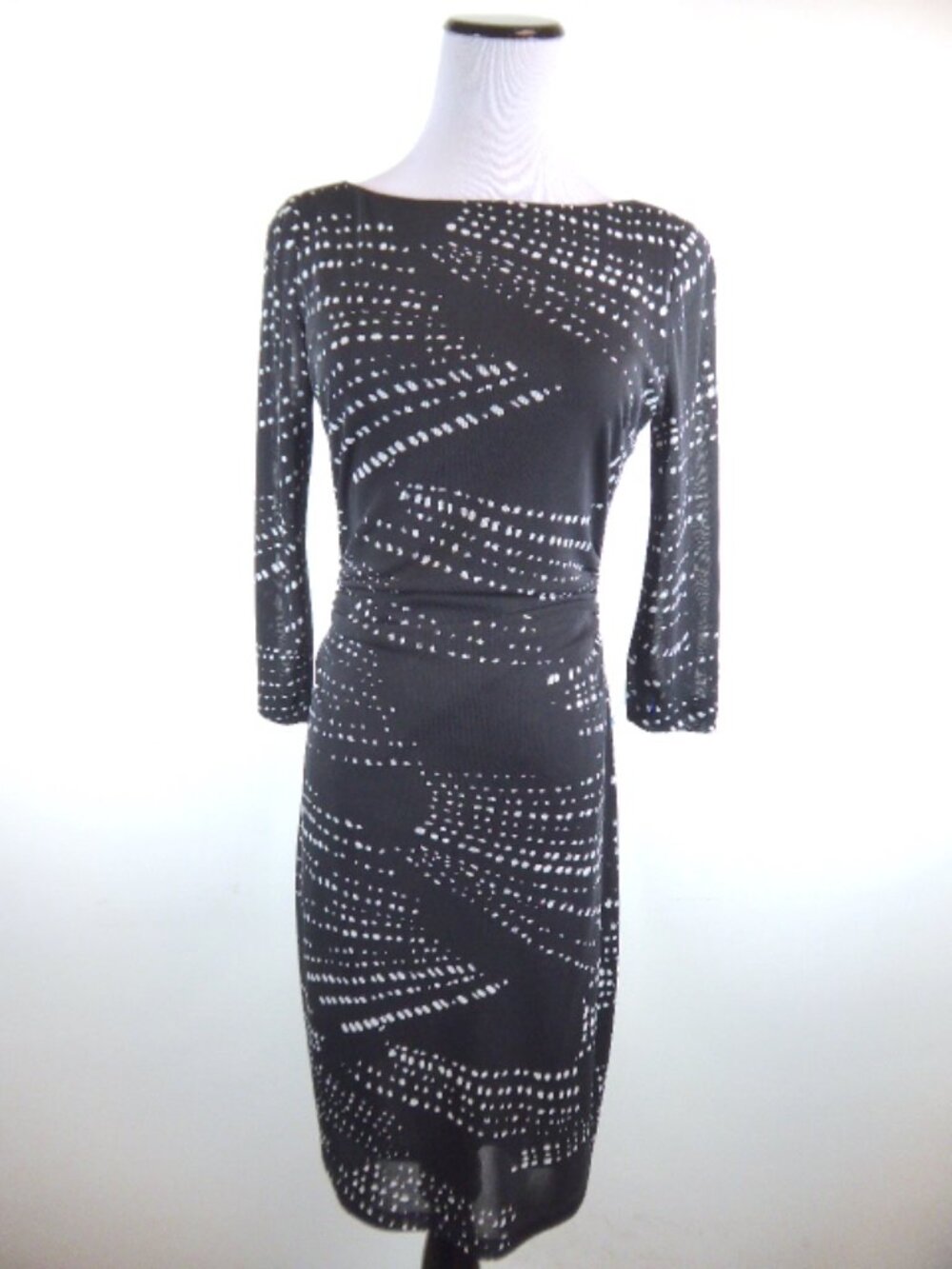 DAVID MEISTER DRAPED GEOMETRIC SHEATH DRESS 2